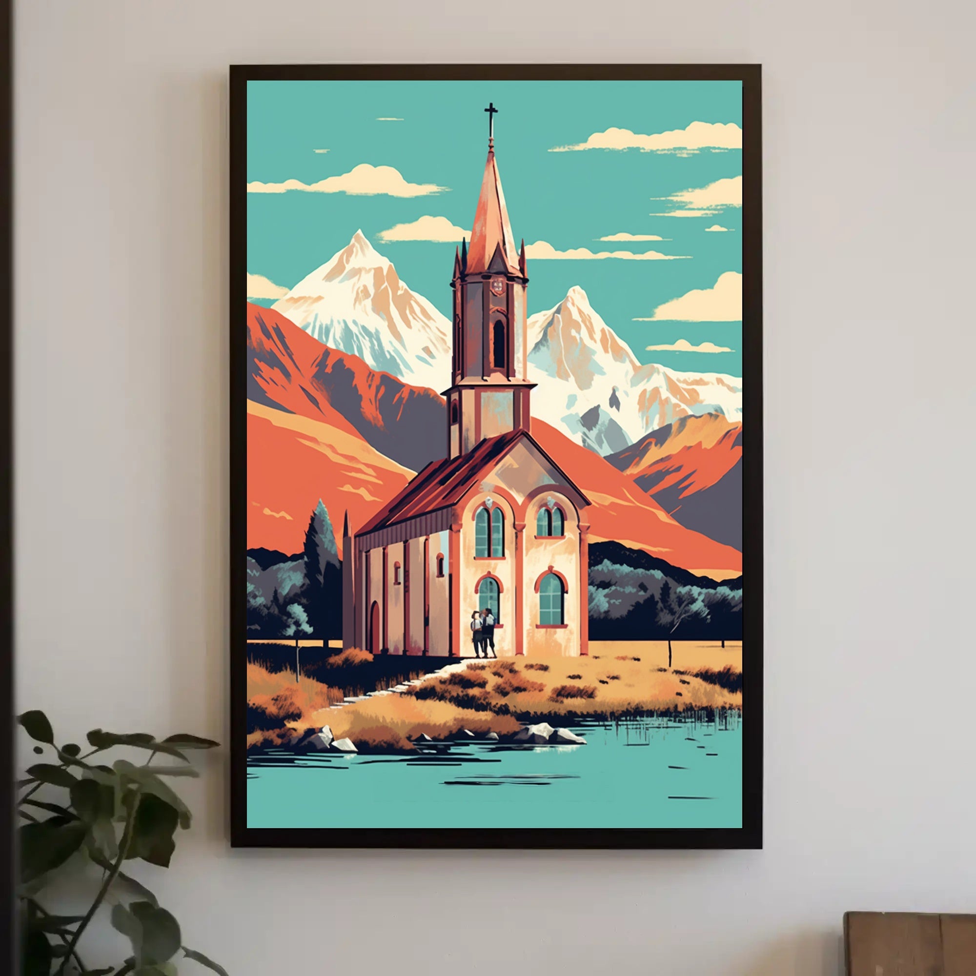 Mountain Church Serenity Travel Poster PosterGoat