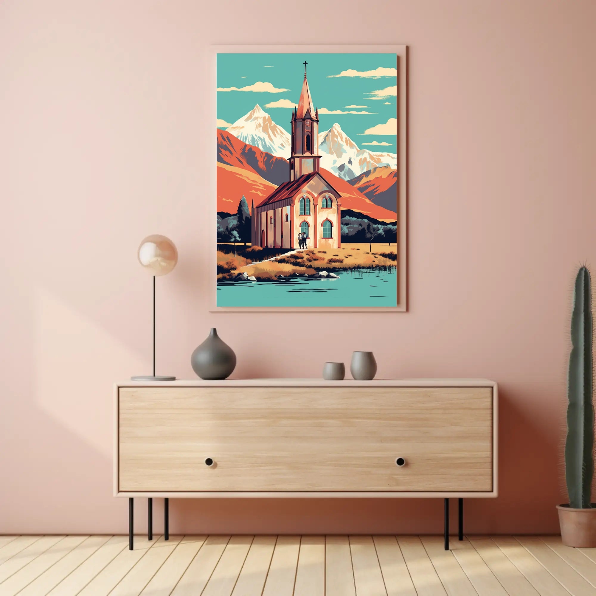 Mountain Church Serenity Travel Poster PosterGoat