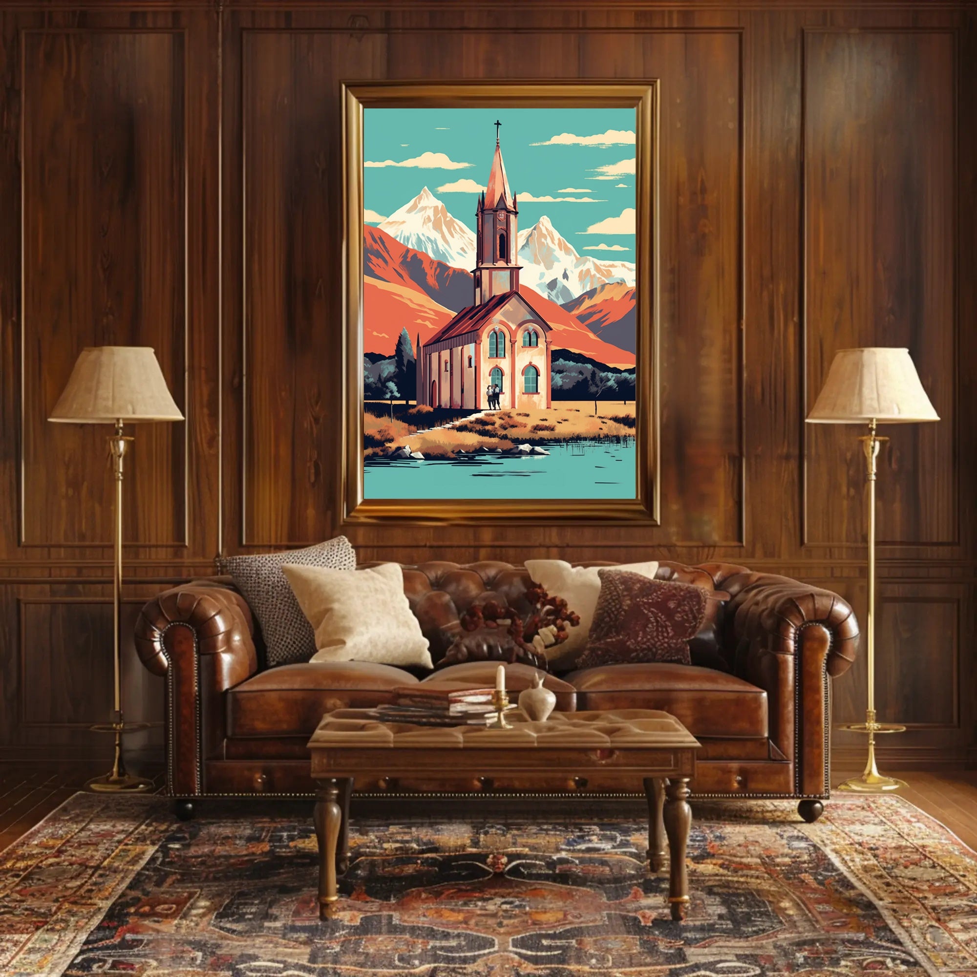 Mountain Church Serenity Travel Poster PosterGoat