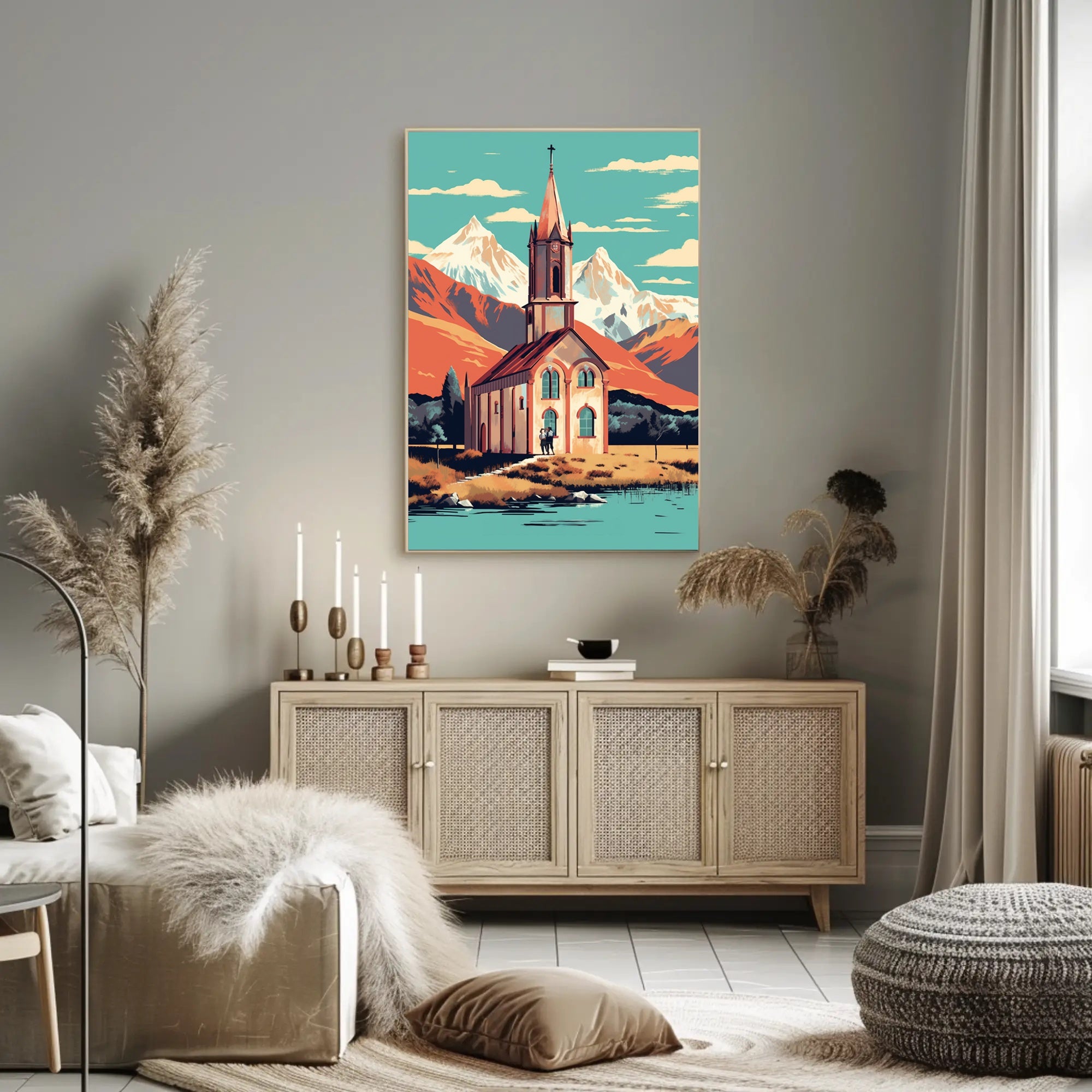 Mountain Church Serenity Travel Poster PosterGoat