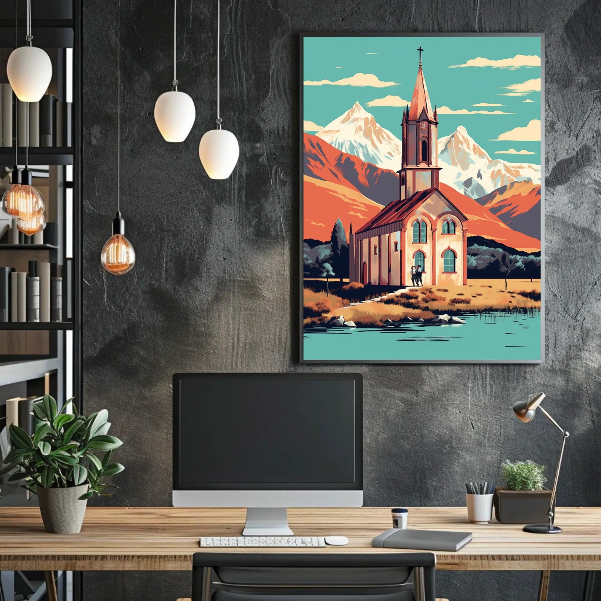 Mountain Church Serenity Travel Poster PosterGoat