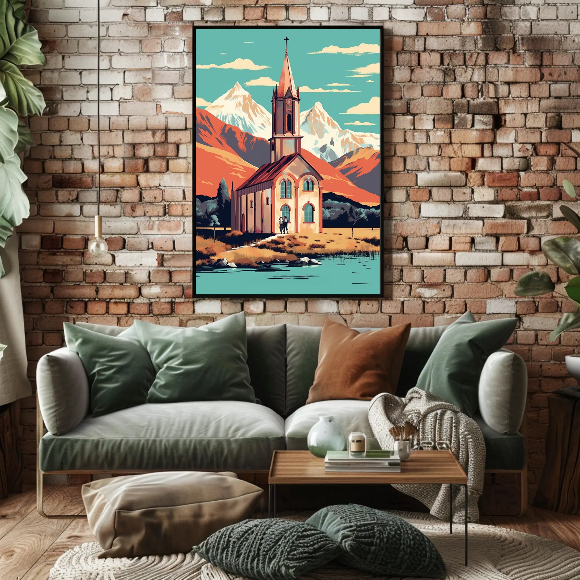 Mountain Church Serenity Travel Poster PosterGoat