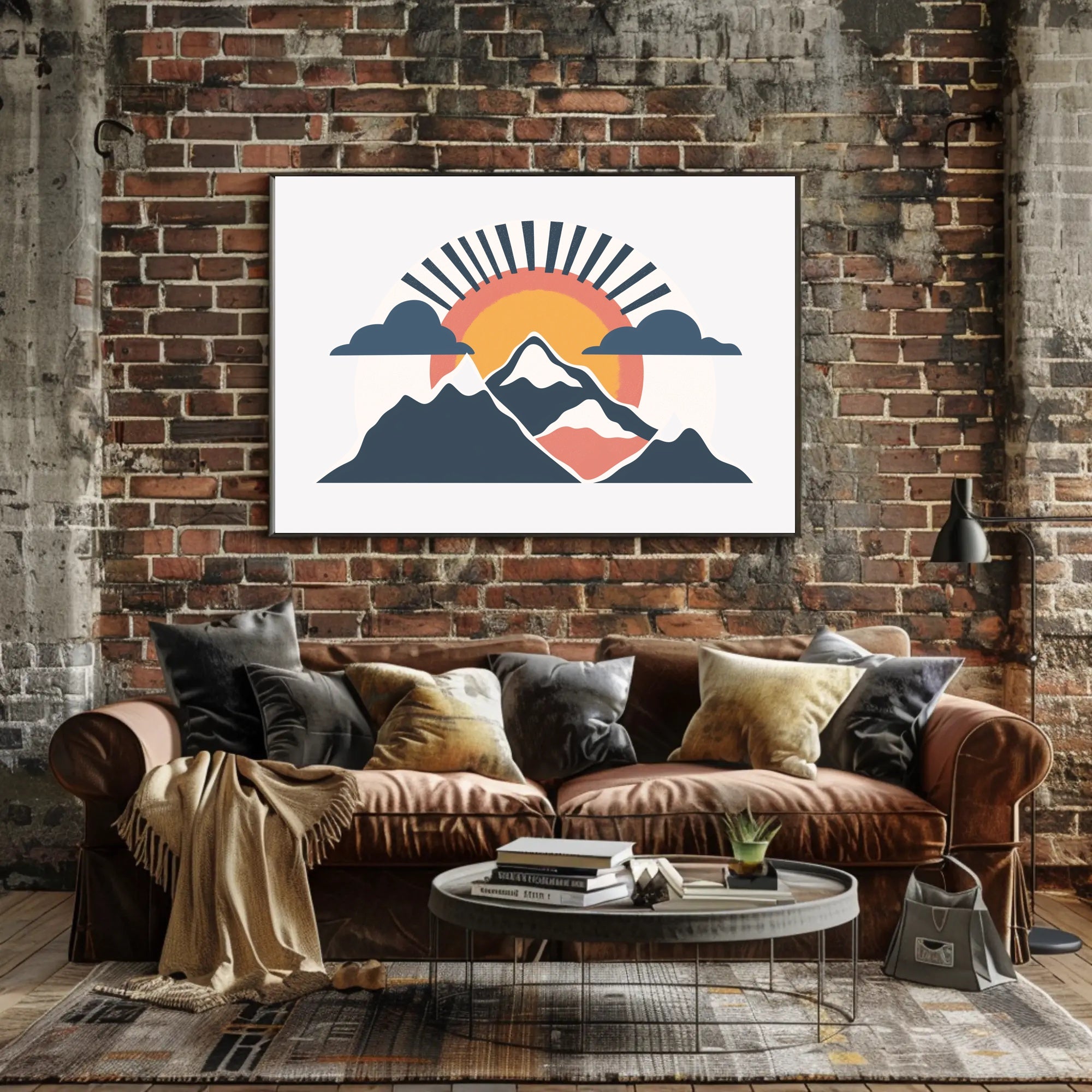 Mountain Sunrise Minimalistic Modern Art Poster PosterGoat