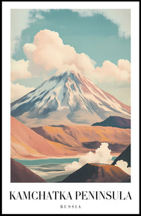 Mountainous Kamchatka Volcano Travel Poster PosterGoat