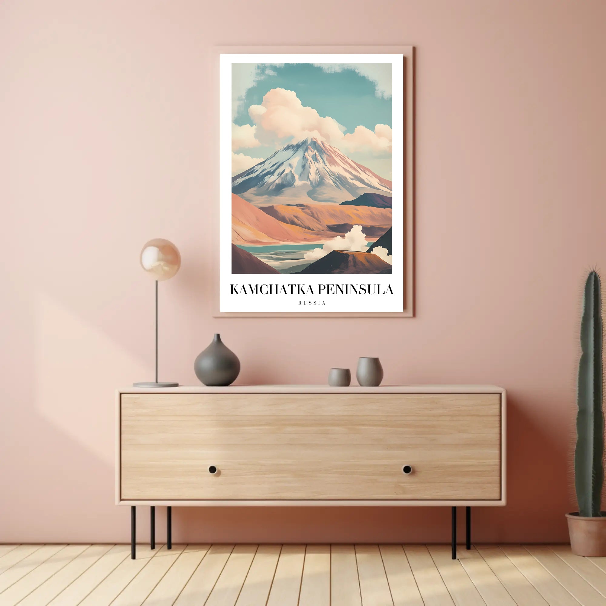 Mountainous Kamchatka Volcano Travel Poster PosterGoat