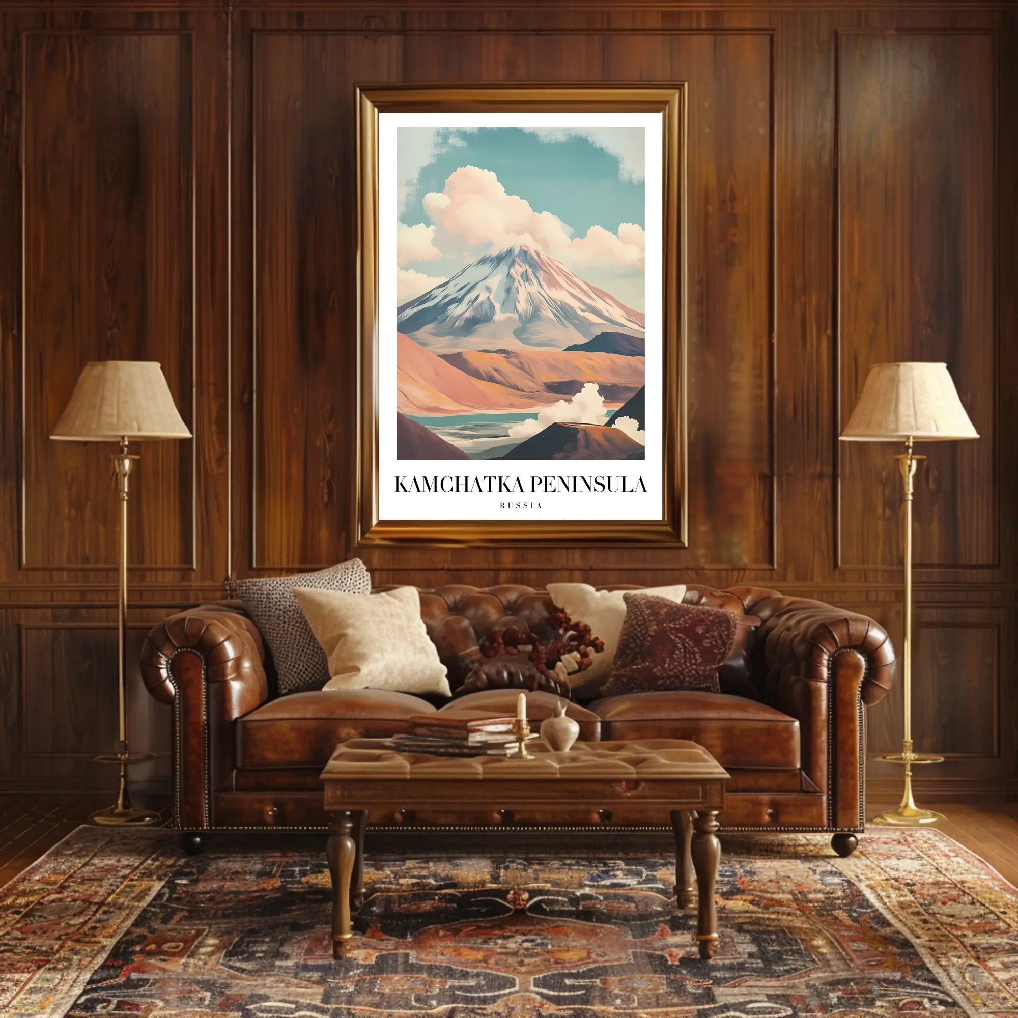 Mountainous Kamchatka Volcano Travel Poster PosterGoat