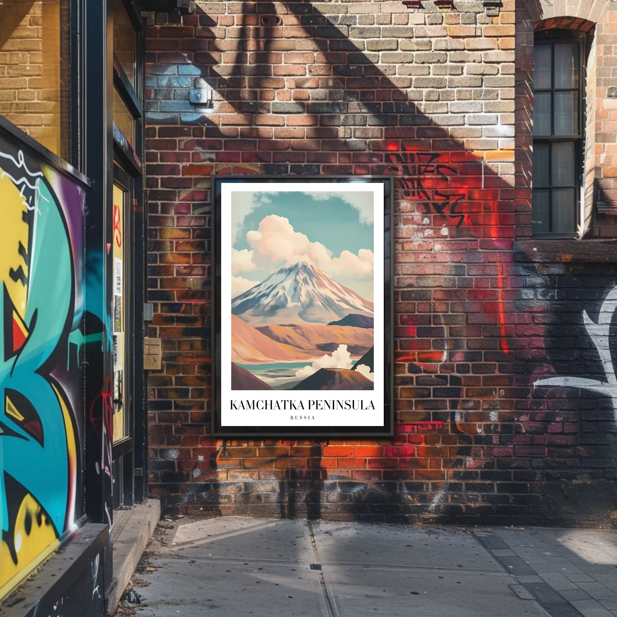 Mountainous Kamchatka Volcano Travel Poster PosterGoat