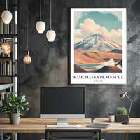 Mountainous Kamchatka Volcano Travel Poster PosterGoat