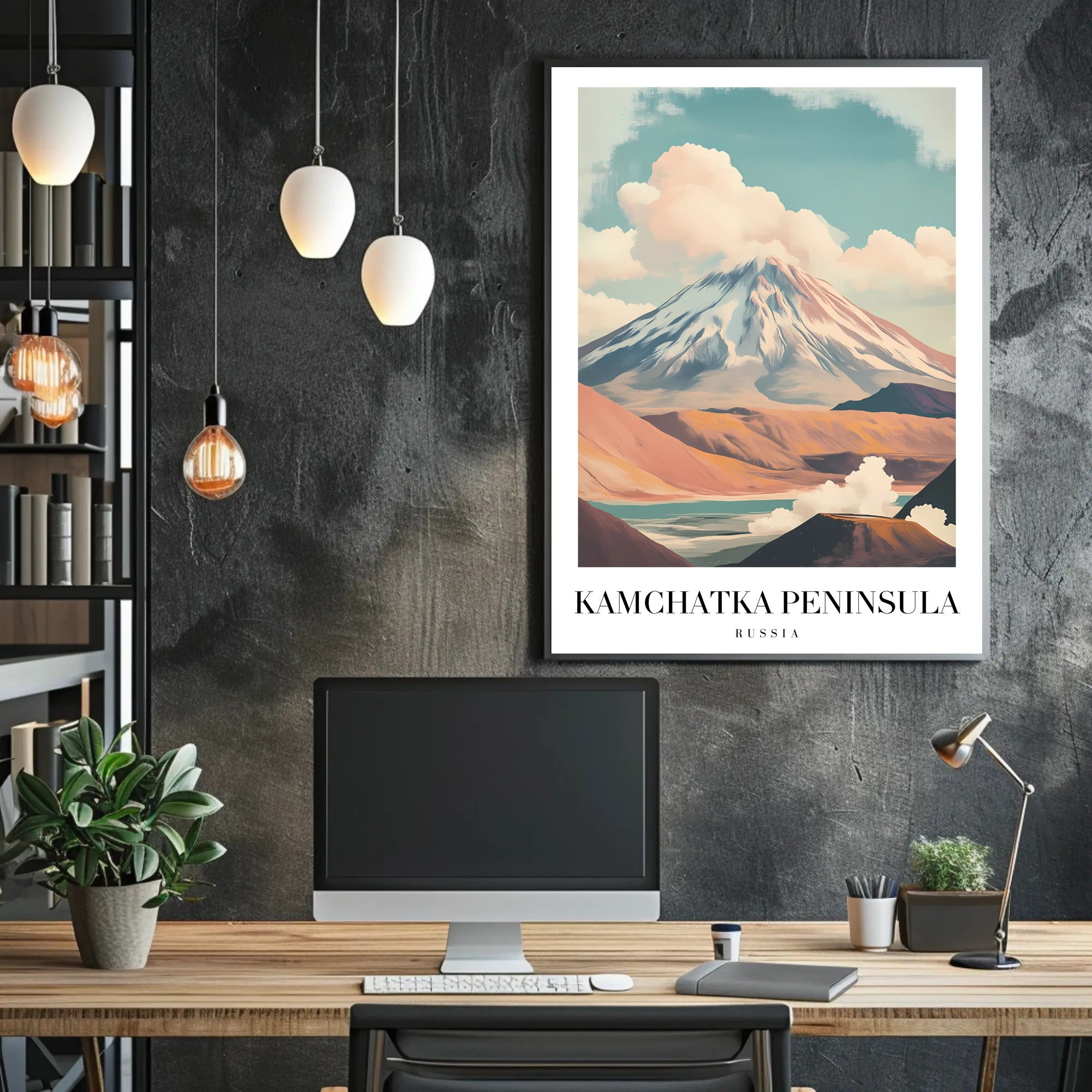 Mountainous Kamchatka Volcano Travel Poster PosterGoat