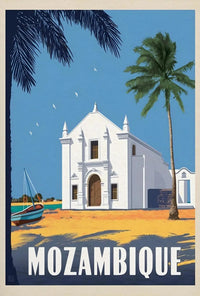 Mozambique Tropical Landmark Vintage Travel Poster PosterGoat