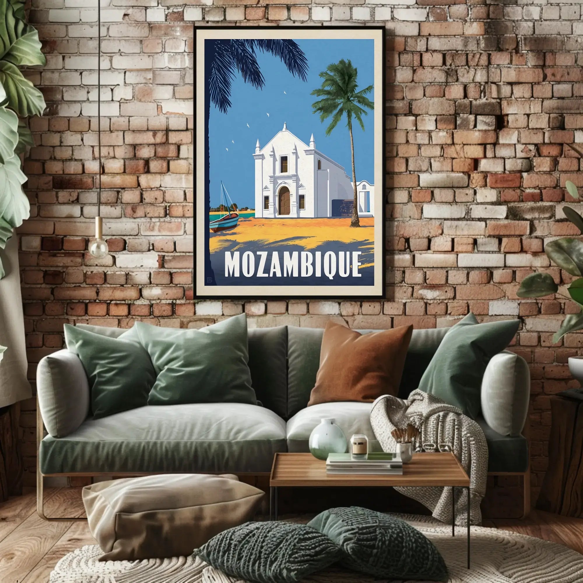 Mozambique Tropical Landmark Vintage Travel Poster PosterGoat