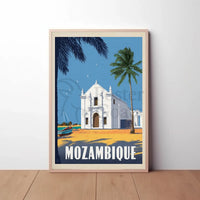 Mozambique Tropical Landmark Vintage Travel Poster PosterGoat