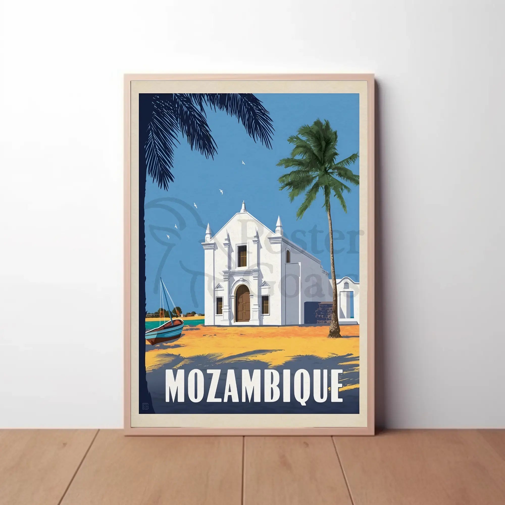 Mozambique Tropical Landmark Vintage Travel Poster PosterGoat