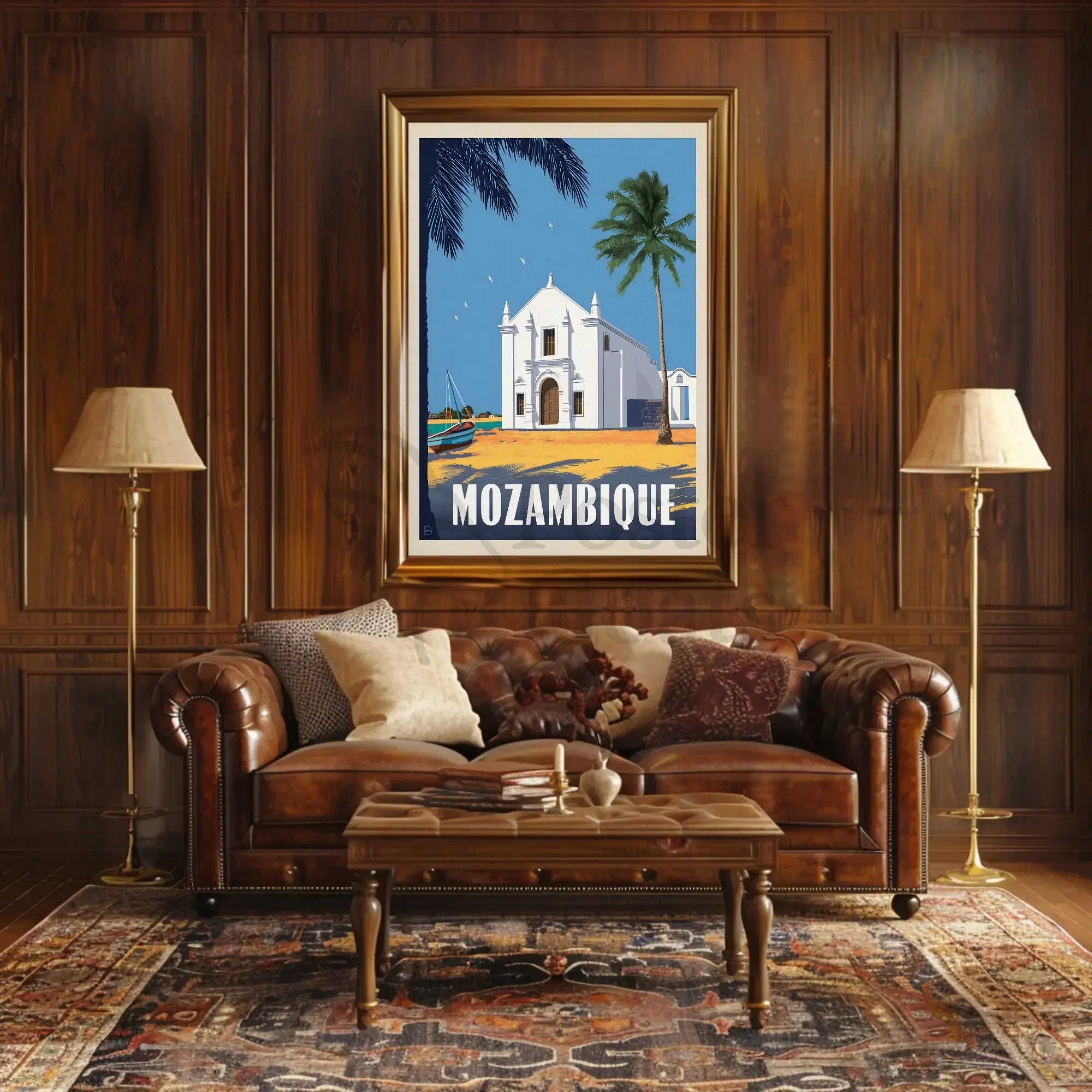 Mozambique Tropical Landmark Vintage Travel Poster PosterGoat