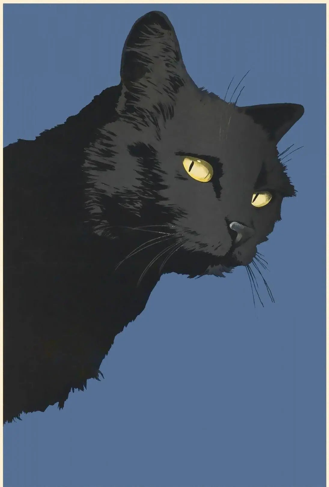 Mysterious Black Cat Minimalist Art Animal Poster PosterGoat