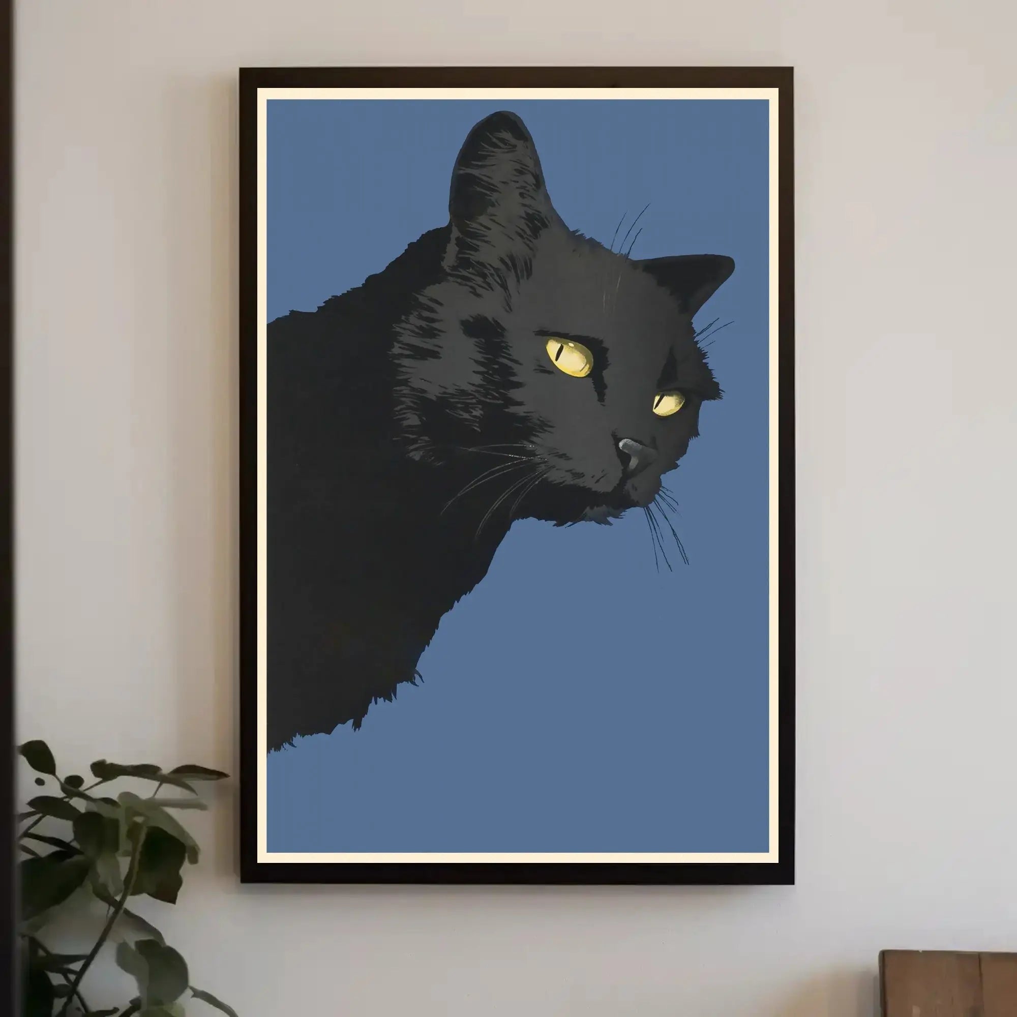Mysterious Black Cat Minimalist Art Animal Poster PosterGoat