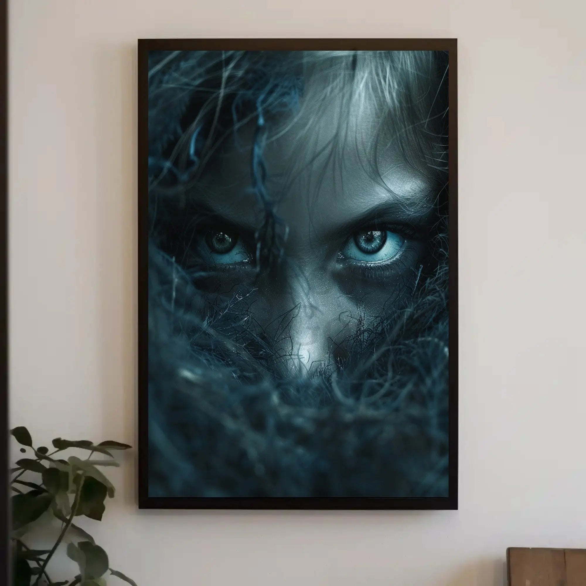 Mysterious Eyes in Shadows Abstract Artistic Poster PosterGoat