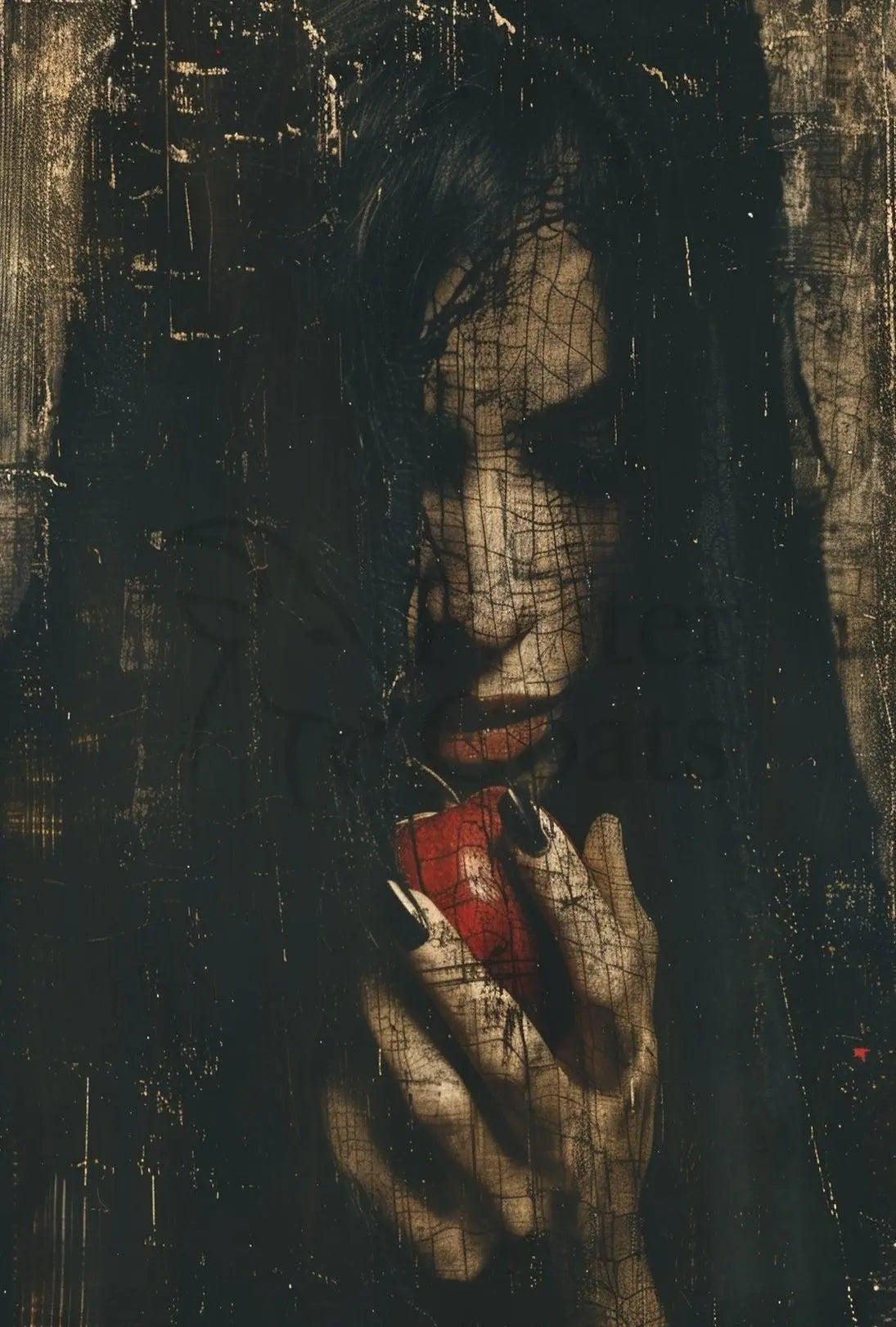 Mysterious Gothic Fantasy Poster with Red Temptation Apple PosterGoat