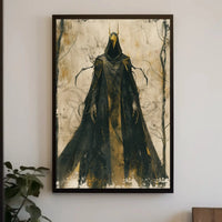 Mysterious Hooded Figure Dark Fantasy Artistic Poster PosterGoat