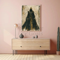 Mysterious Hooded Figure Dark Fantasy Artistic Poster PosterGoat