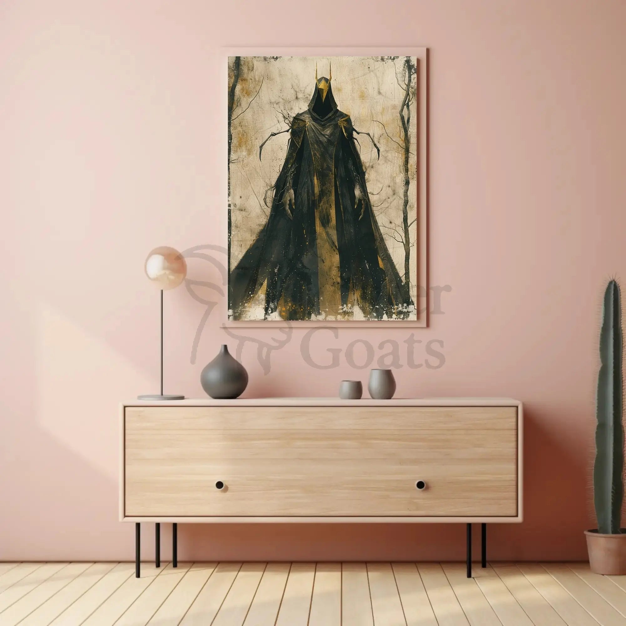 Mysterious Hooded Figure Dark Fantasy Artistic Poster PosterGoat