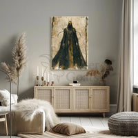 Mysterious Hooded Figure Dark Fantasy Artistic Poster PosterGoat