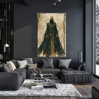 Mysterious Hooded Figure Dark Fantasy Artistic Poster PosterGoat