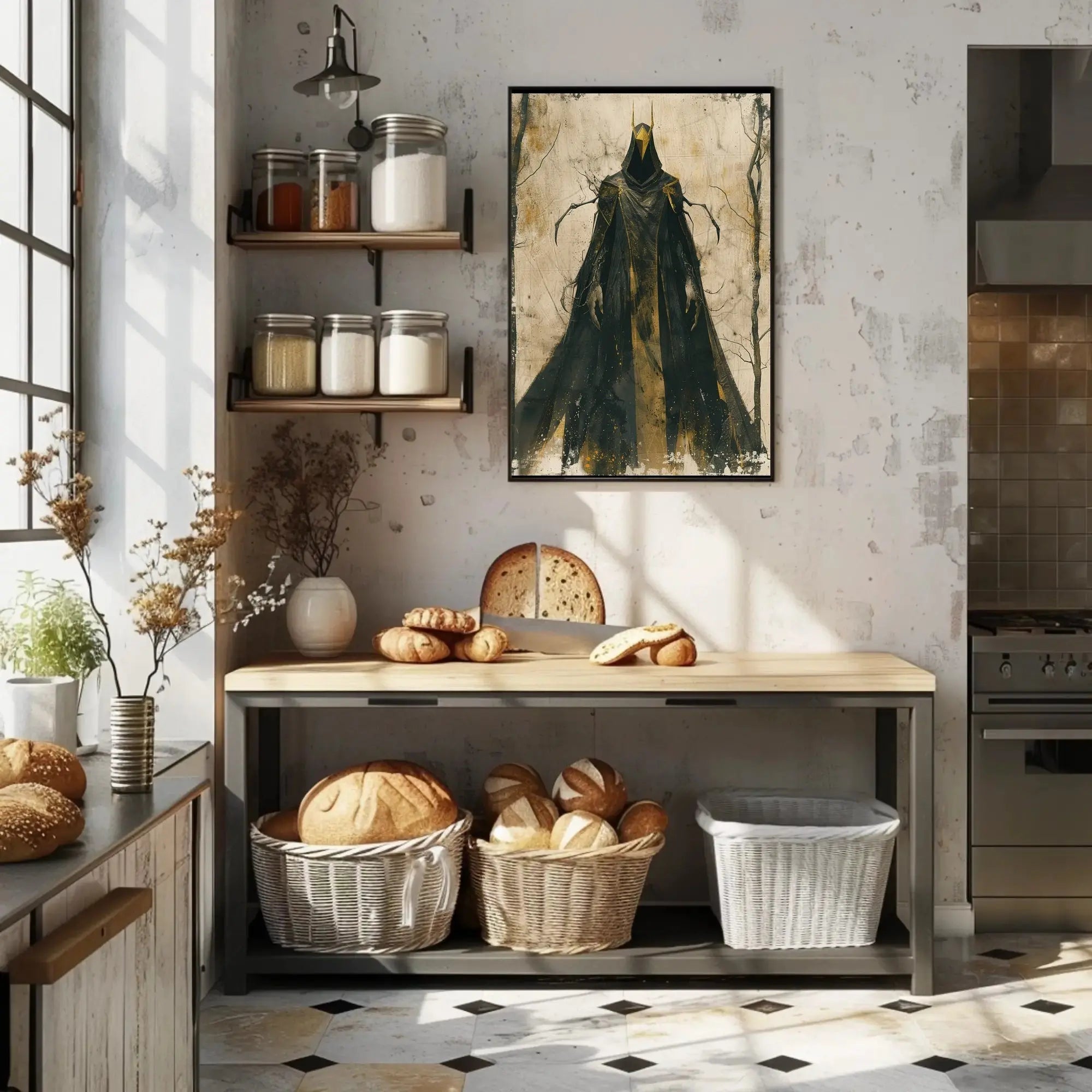 Mysterious Hooded Figure Dark Fantasy Artistic Poster PosterGoat