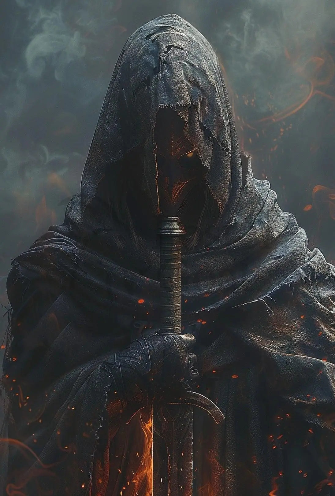 Mysterious Hooded Figure Travel Poster for Adventure Seekers PosterGoat