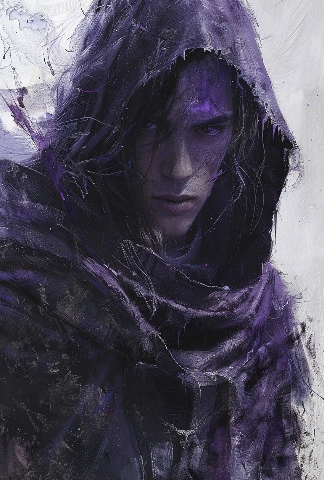 Mysterious Hooded Figure in Dark Fantasy Adventure Poster PosterGoat
