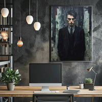 Mysterious Male in Abstract Art Expressionism Poster PosterGoat