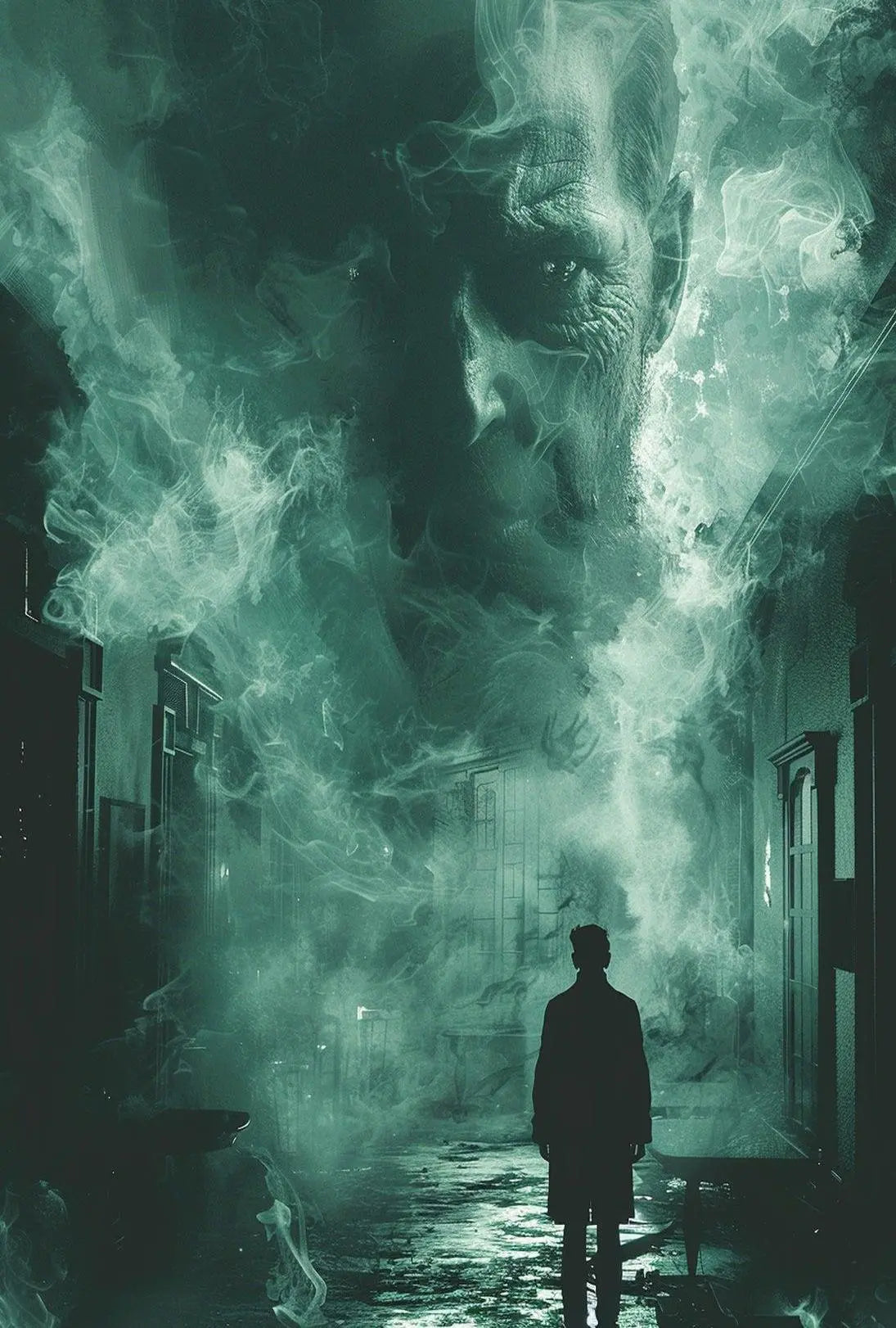 Mysterious Noir Scene in Dimly Lit Street Artistic Poster PosterGoat