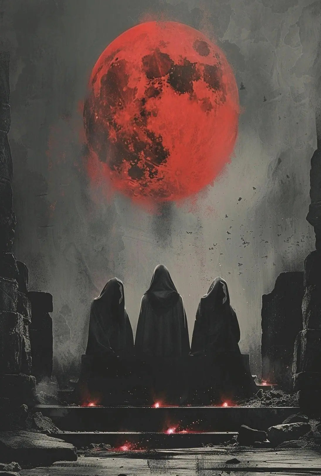 Mysterious Red Moon Fantasy Gothic Art Poster PosterGoat