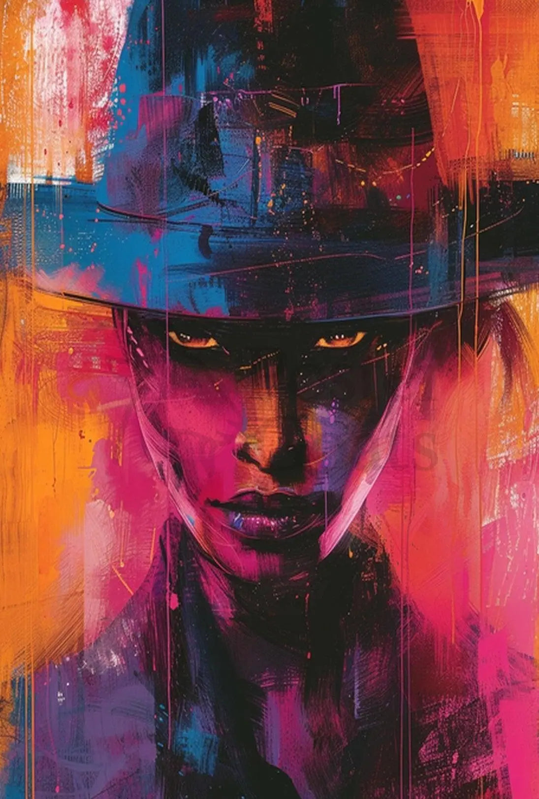 Mysterious Western Gaze Abstract Artistic Pop Culture Poster PosterGoat