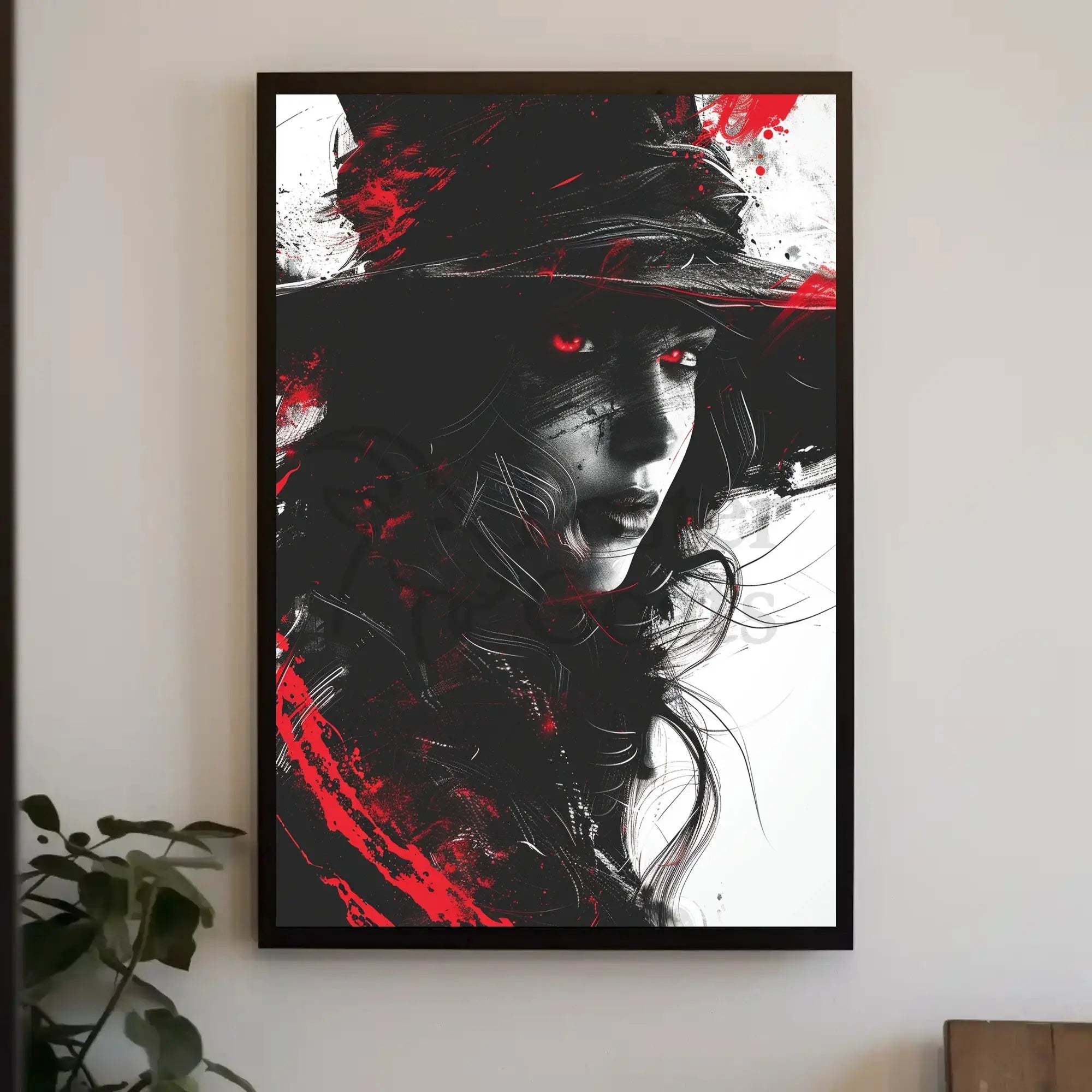 Mysterious Woman with Red Eyes Artistic Poster PosterGoat