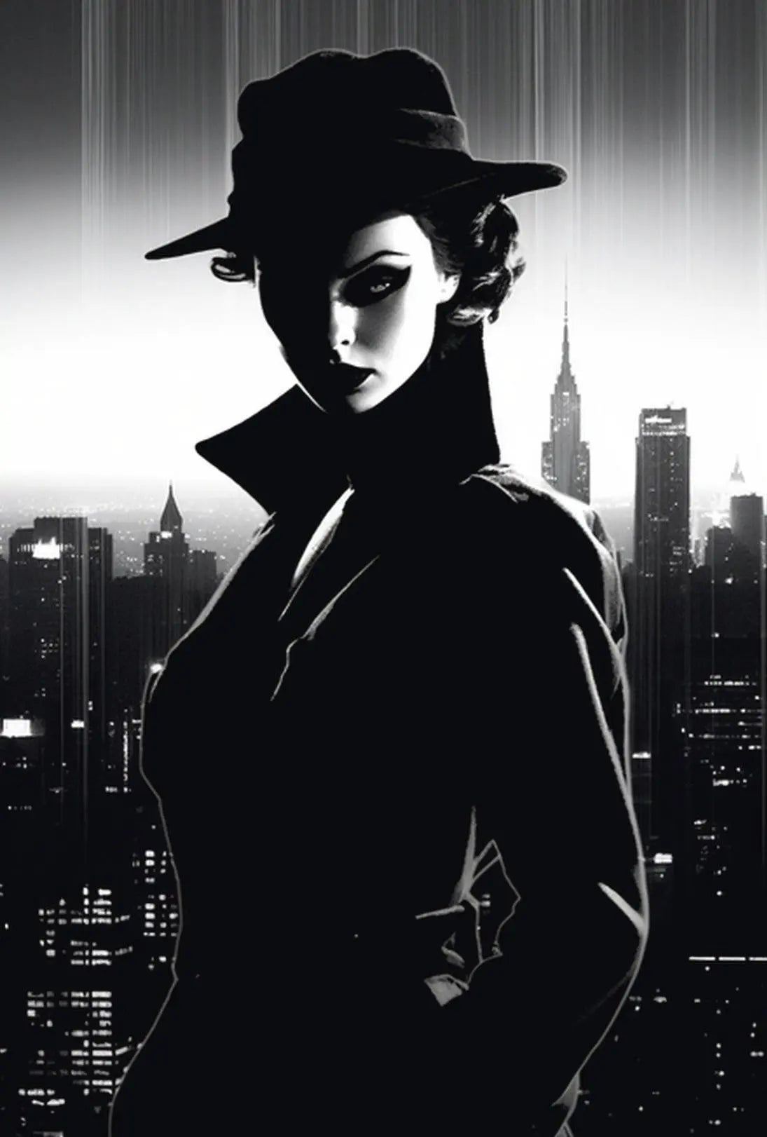 Mystery Woman in Noir Classic Artistic Poster PosterGoat