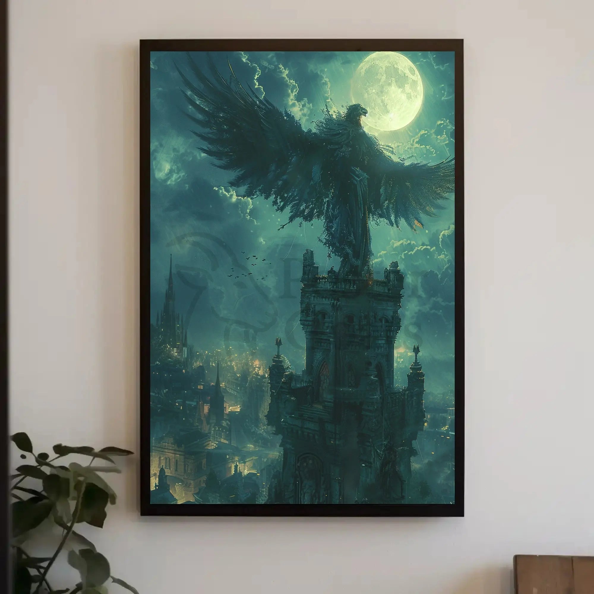 Mystical Bird Nightscape Fantasy Poster PosterGoat