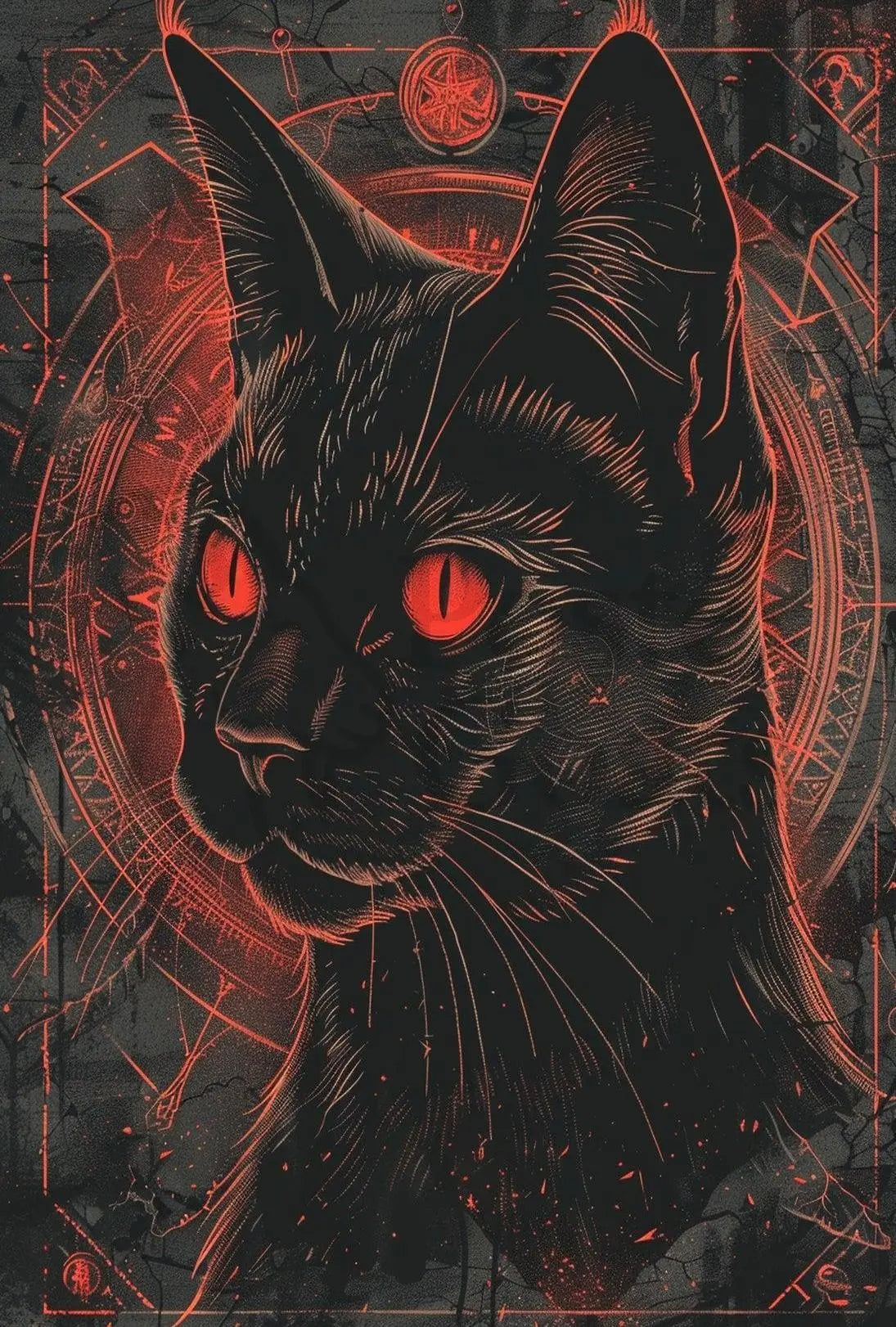 Mystical Black Cat with Occult Symbols - Animal Poster PosterGoat
