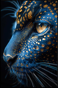 Mystical Blue Cat with Golden Patterns Animal Poster PosterGoat