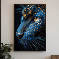 Mystical Blue Cat with Golden Patterns Animal Poster PosterGoat