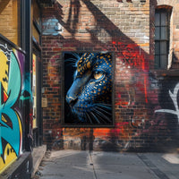 Mystical Blue Cat with Golden Patterns Animal Poster PosterGoat