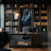 Mystical Blue Cat with Golden Patterns Animal Poster PosterGoat