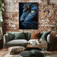 Mystical Blue Cat with Golden Patterns Animal Poster PosterGoat