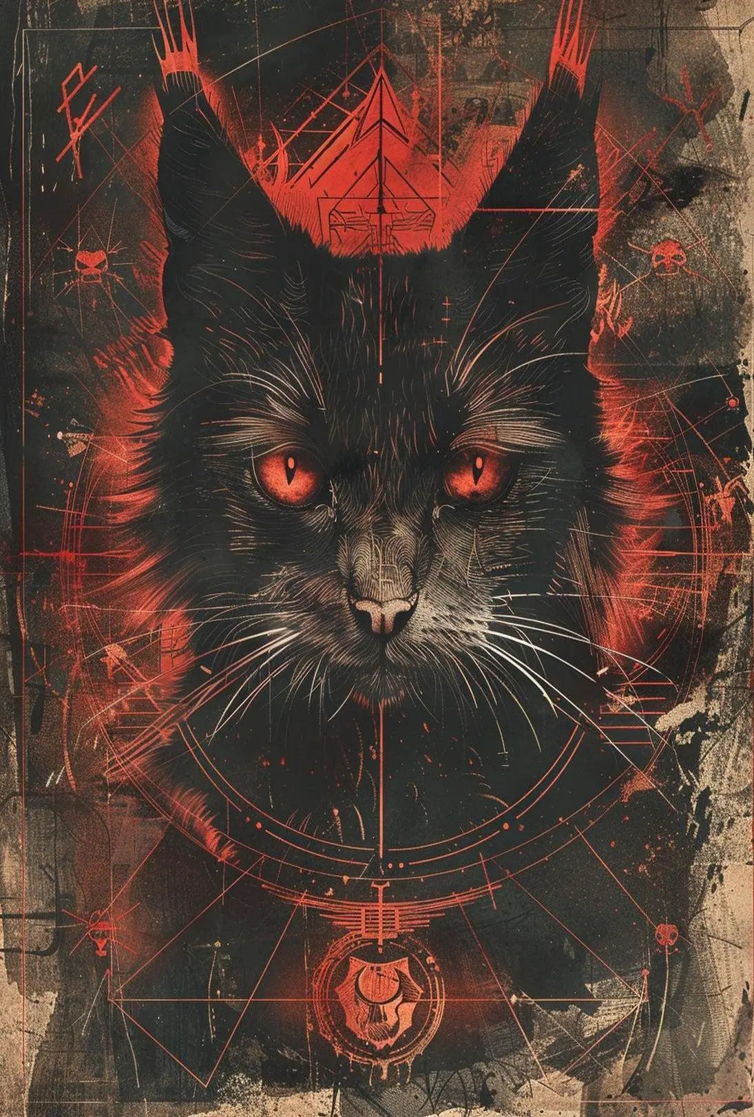 Mystical Cat Enigma: Dark and Intense Animal Poster PosterGoat