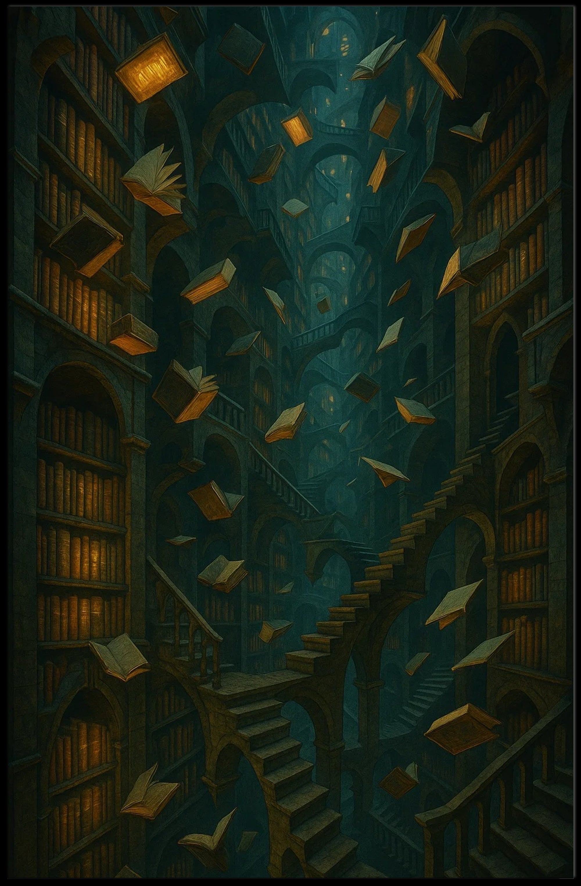 Mystical Enchanted Library Fantasy or Mythology Poster PosterGoat