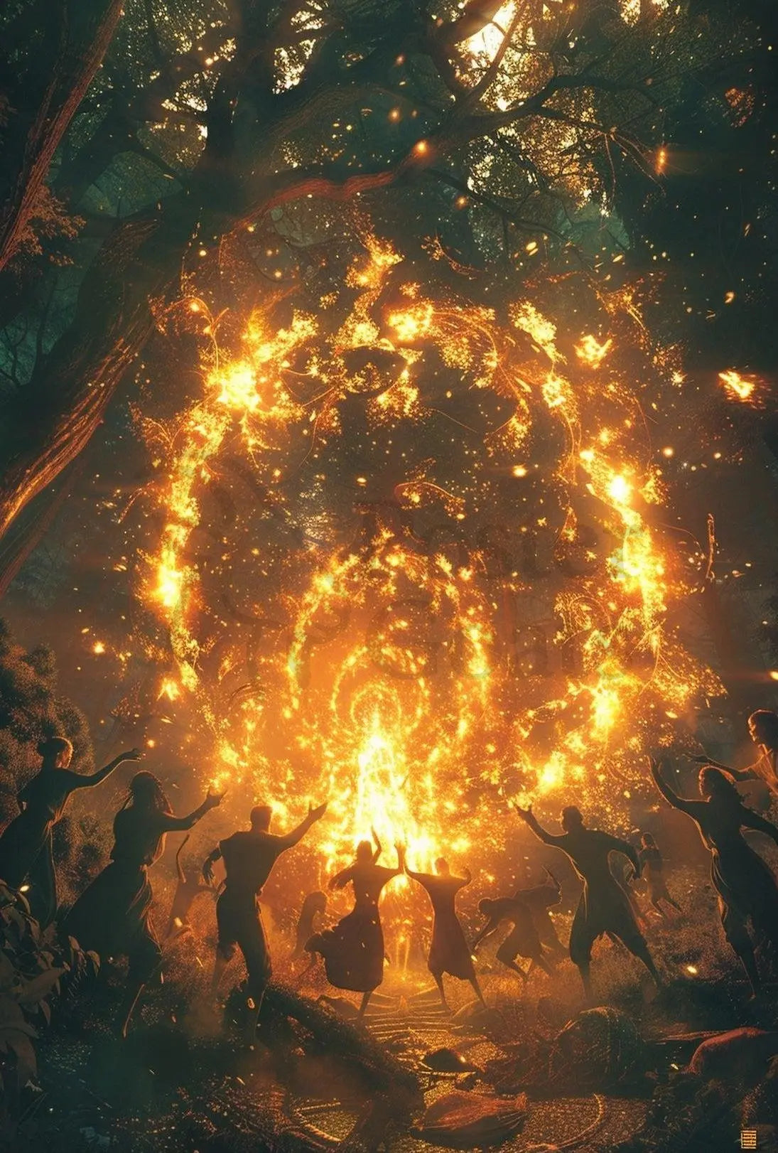 Mystical Forest Ritual Fantasy Artistic Poster PosterGoat