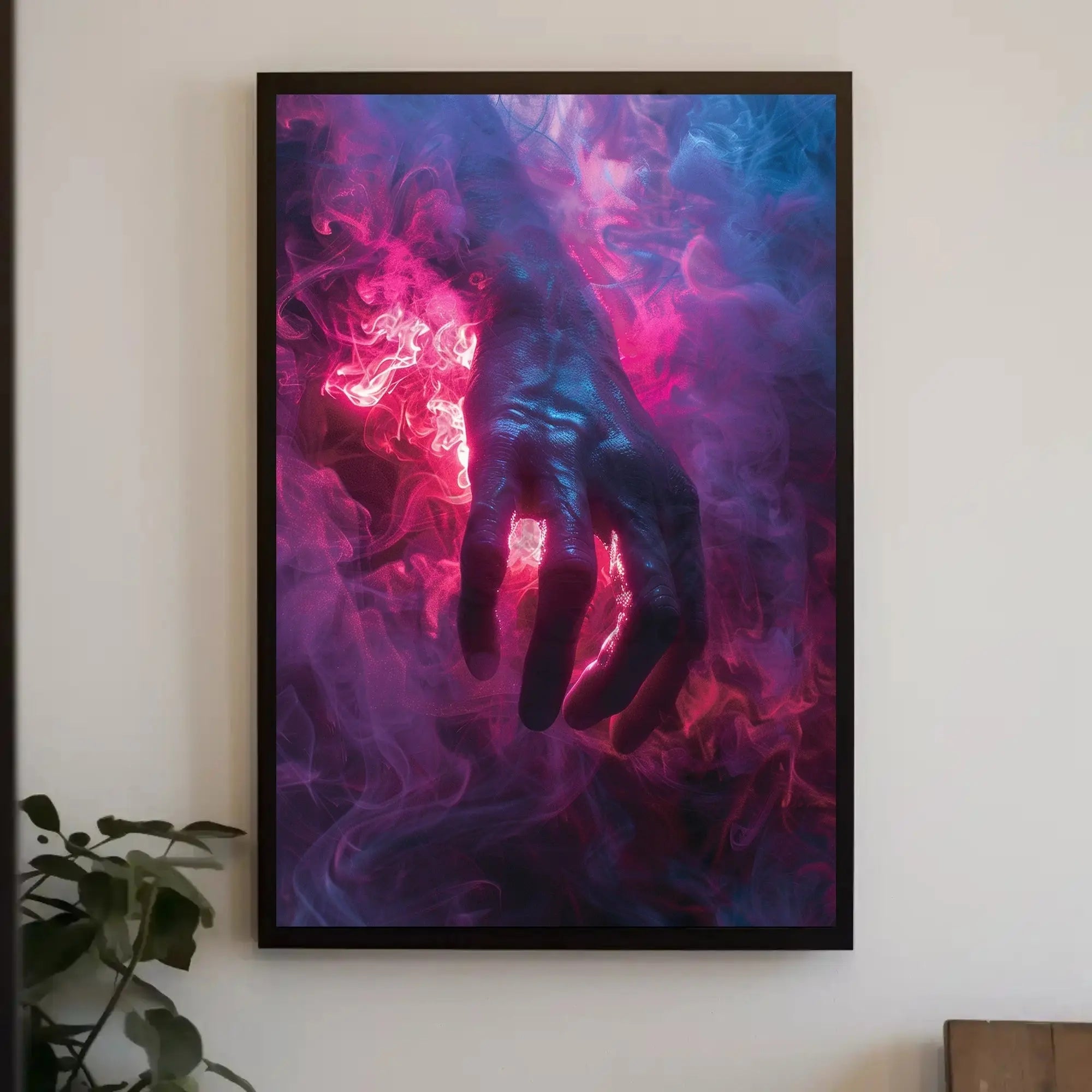 Mystical Hand in Vivid Smoke Artistic Fantasy Poster PosterGoat