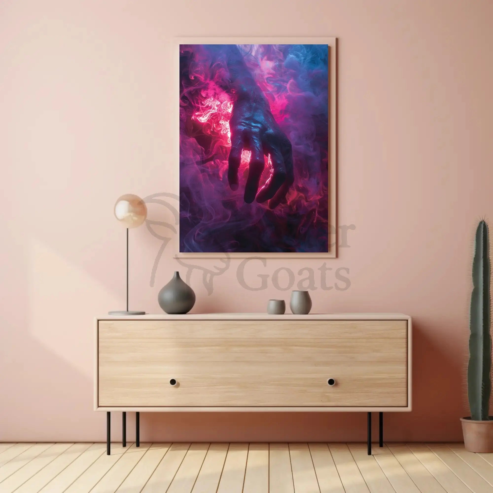 Mystical Hand in Vivid Smoke Artistic Fantasy Poster PosterGoat
