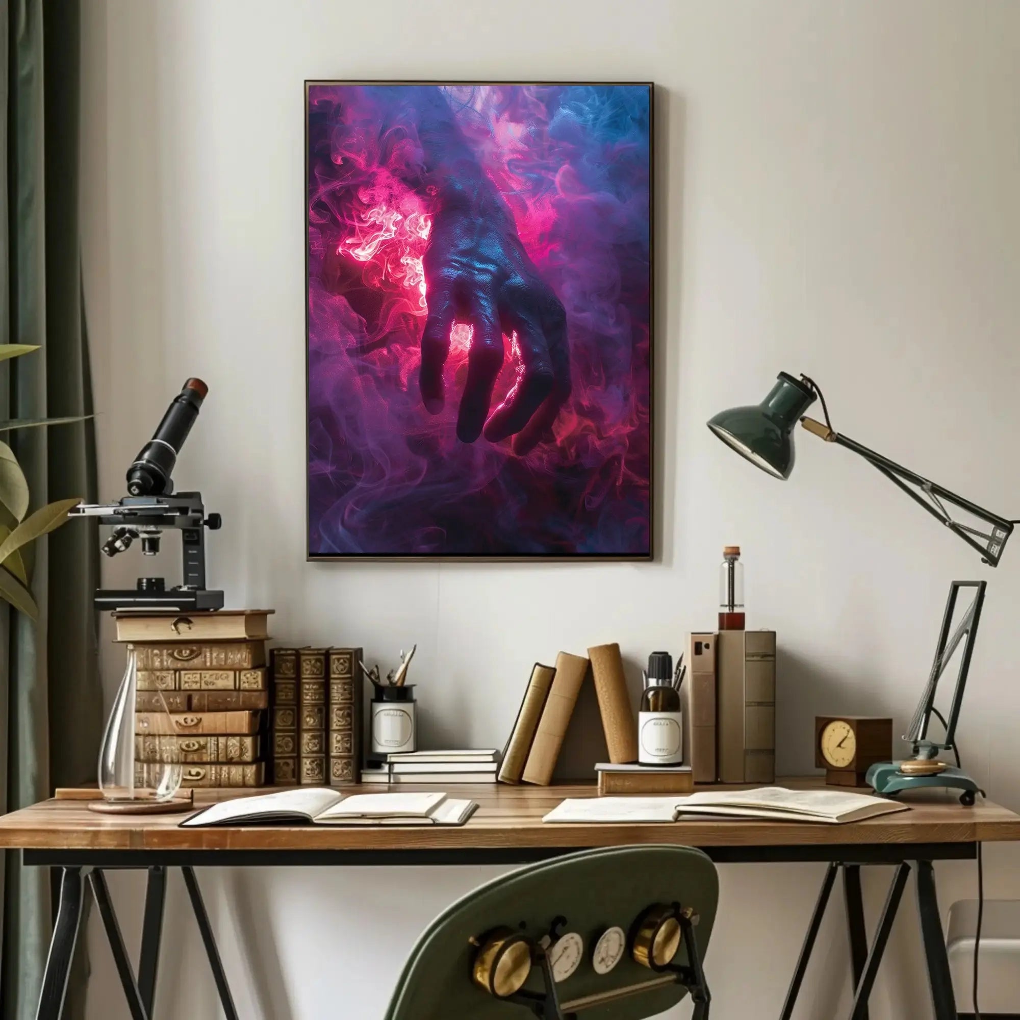Mystical Hand in Vivid Smoke Artistic Fantasy Poster PosterGoat