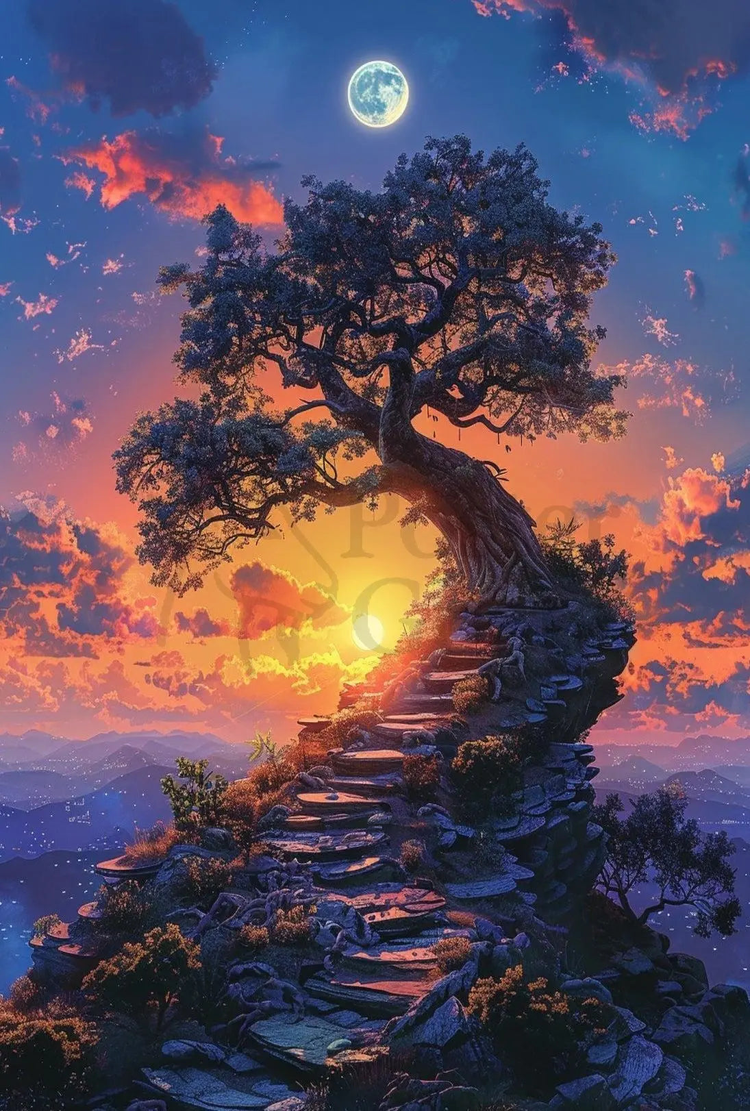 Mystical Journey to Enlightenment Fantasy Art Poster PosterGoat